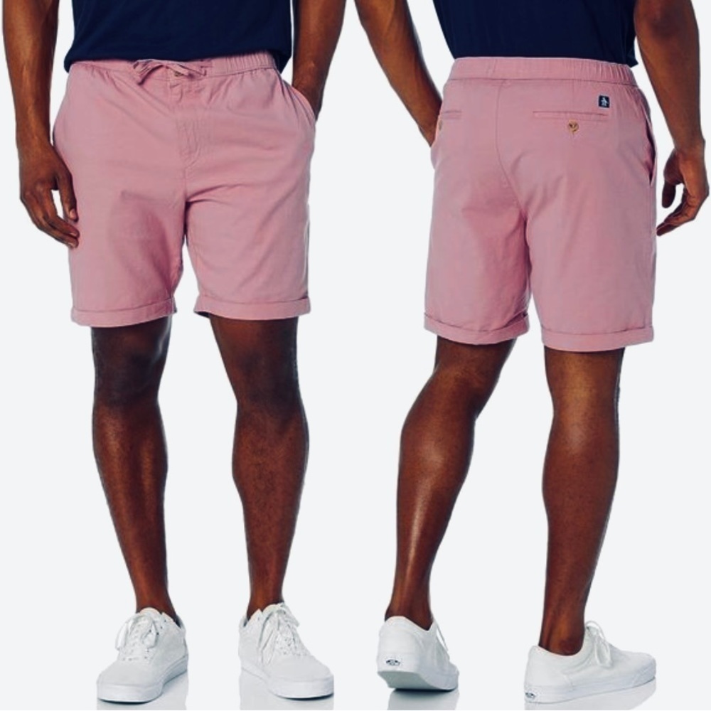 NWT New $85 Penguin Cotton Linen Pink Drawstring Shorts Size L
